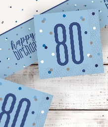 Blue Glitz 80th Birthday Party Supplies | Balloon | Decoration | Pack
